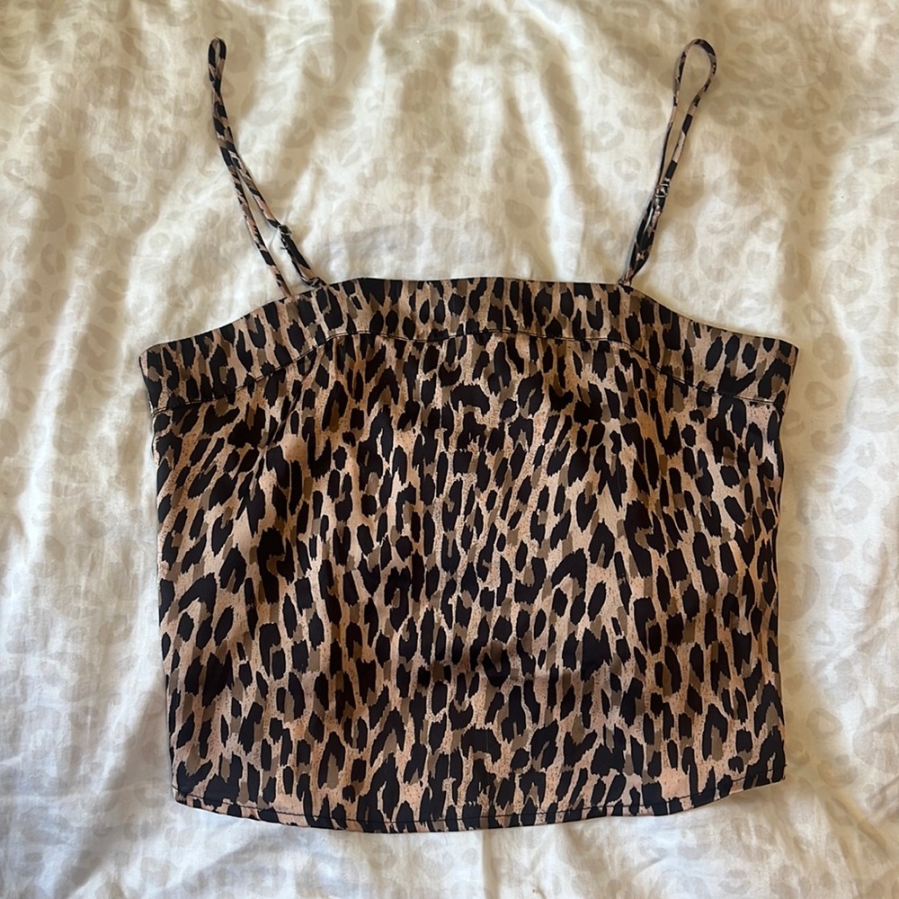 Urban Outfitters Leopard Print Satin Top